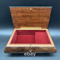 Wooden Luge Music Box Romance Series Switzerland With Key Edelweiss Japan rare