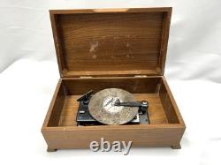 Wooden Music Box Metal Song Disc Player Thorens Switerzland Works