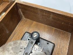 Wooden Music Box Metal Song Disc Player Thorens Switerzland Works