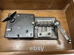 Wooden Music Box Metal Song Disc Player Thorens Switerzland Works