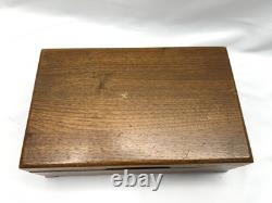 Wooden Music Box Metal Song Disc Player Thorens Switerzland Works