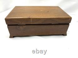 Wooden Music Box Metal Song Disc Player Thorens Switerzland Works