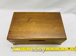 Wooden Music Box Metal Song Disc Player Thorens Switerzland Works