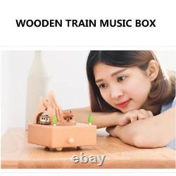 Wooden Music Box, Vintage Train Running Car Musical Box Wood Music Boxes