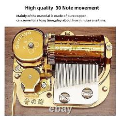 Wooden Music Box with 30 Note Metal Movement Mechanism Musical Box Gift for H