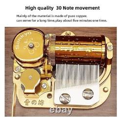 Wooden Music Box with 30 Note Metal Movement Mechanism Musical Box Gift for H