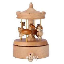 Wooden Musical Box Handmade Lifting Carousel Music Box Vintage Craft