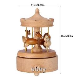 Wooden Musical Box Handmade Lifting Carousel Music Box Vintage Craft