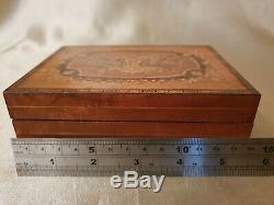 Wooden Tunbridge Ware Musical box small storage/Jewellery with Italian melody