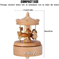 Wooden Vintage Carousel Music Box Beautiful Handmade Wood Musical Boxes Toy Craf