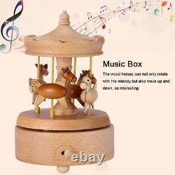 Wooden Vintage Carousel Music Box Beautiful Handmade Wood Musical Boxes Toy Craf