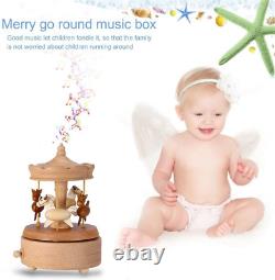 Wooden Vintage Carousel Music Box Beautiful Handmade Wood Musical Boxes Toy Craf