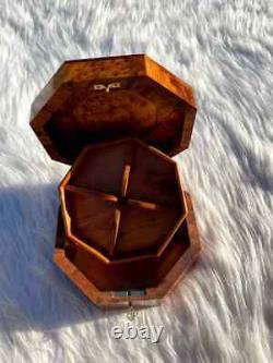 Wooden tea box burl wood keepsake box reuge music box maitland smith gift ideas