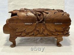 Zimbalist Carved Wood Music & Trinket Box, Thorens Grape & Grapevine See VIDEO