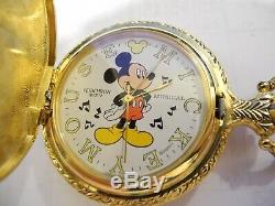 (colibri) Verichron Disney Mickey Mouse Musical Pocket Watch New Wood Box Reduce